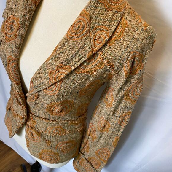 Pamela Brown Textured Floral Jacket Blazer Womens - Picture 2 of 16